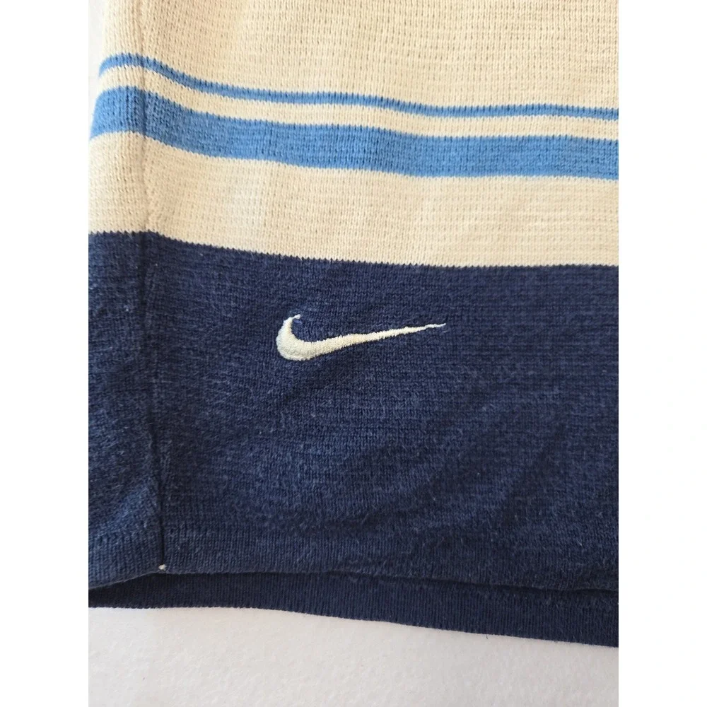 Nike Sweater Vest Mens XXL Cream  Vintage V-Neck Cotton Colorblock Striped (